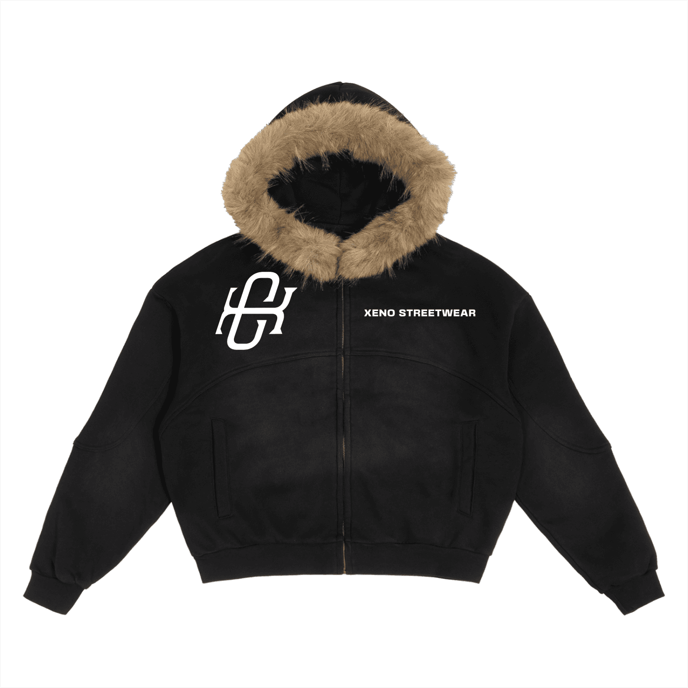 XENO Sun Fade Boxy Fur Hoodie